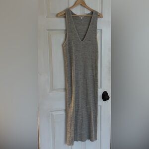 James Perse Ribbed V-Neck Ribbed Tank Dress in Heather Gray
